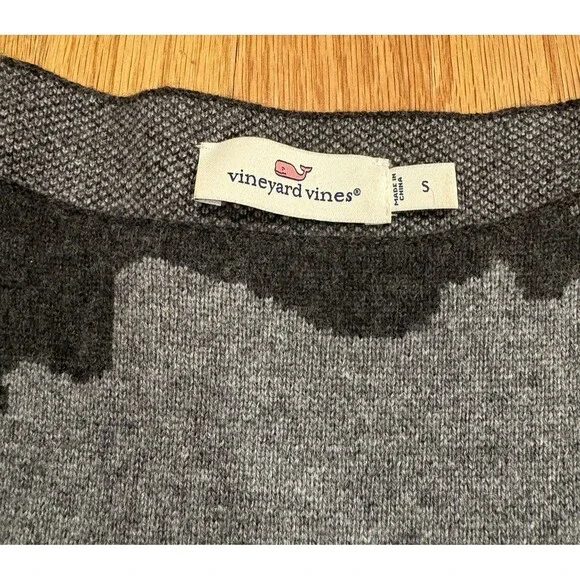 Vineyard Vines Sweater Womens Small Camo Boatneck Boxy Gray Cashmere Wool Blend - Picture 3 of 9